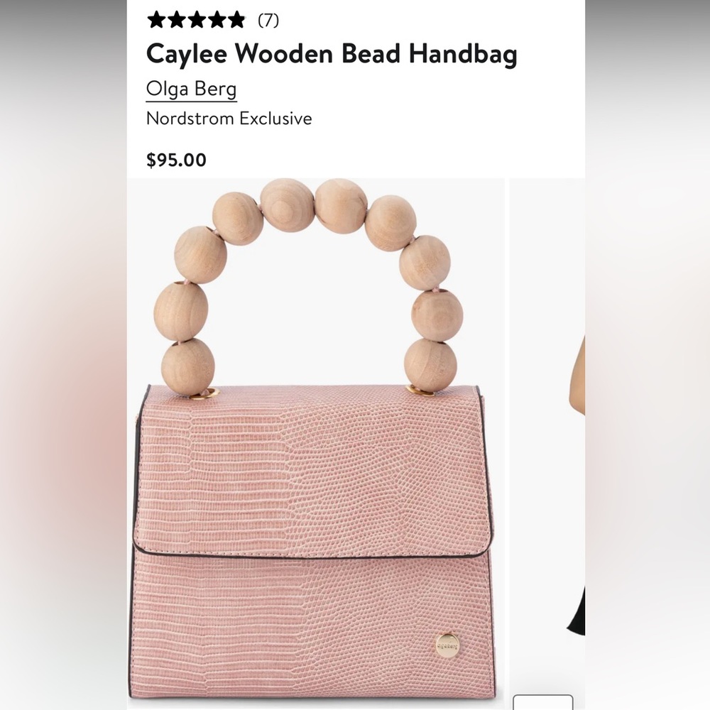 Olga Berg Blush Wooden Bead Handle Mini Bag